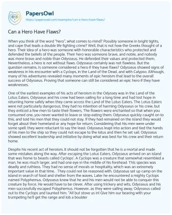 Essay on Can a Hero have Flaws?