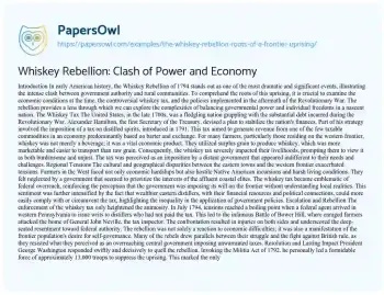 Essay on Whiskey Rebellion: Clash of Power and Economy