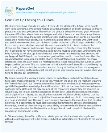 Essay on Pursuing Dreams: the Journey to Becoming a Policeman