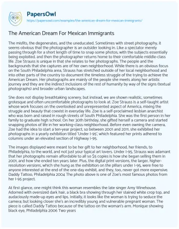 Essay on The American Dream for Mexican Immigrants