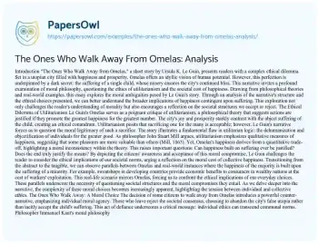 Essay on The Ones who Walk Away from Omelas: Analysis