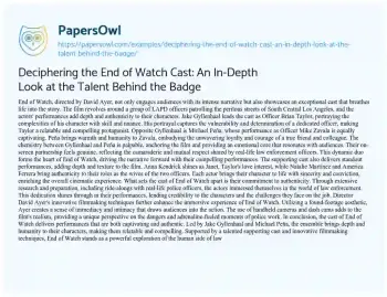 Essay on Deciphering the End of Watch Cast: an In-Depth Look at the Talent Behind the Badge