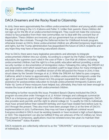 Essay on DACA Dreamers and the Rocky Road to Citizenship