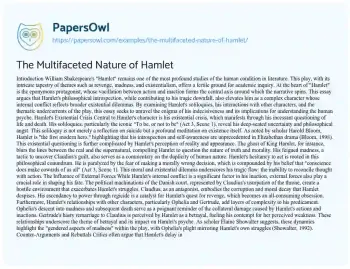 Essay on The Multifaceted Nature of Hamlet