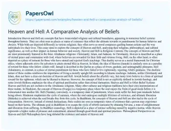 Essay on Heaven and Hell: a Comparative Analysis of Beliefs