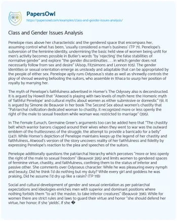 Essay on Class and Gender Issues Analysis