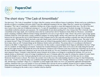 Essay on The Short Story “The Cask of Amontillado”