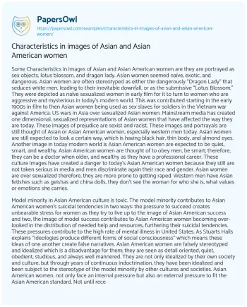 Essay on Characteristics in Images of Asian and Asian American Women