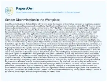 Essay on Gender Discrimination in the Workplace