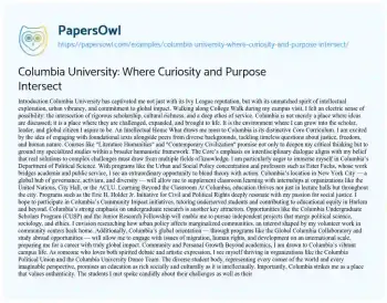 Essay on Columbia University: where Curiosity and Purpose Intersect