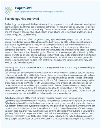 Essay on Technology has Improved