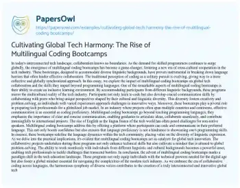 Essay on Cultivating Global Tech Harmony: the Rise of Multilingual Coding Bootcamps