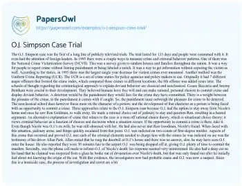 Essay on The O.J. Simpson Trial: a Landmark Case in Criminology and Justice