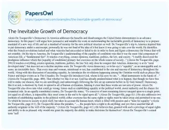 Essay on The Inevitable Growth of Democracy