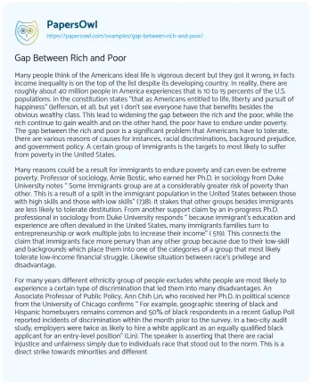 Essay on Gap between Rich and Poor