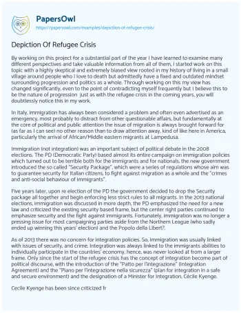 Essay on Depiction of Refugee Crisis