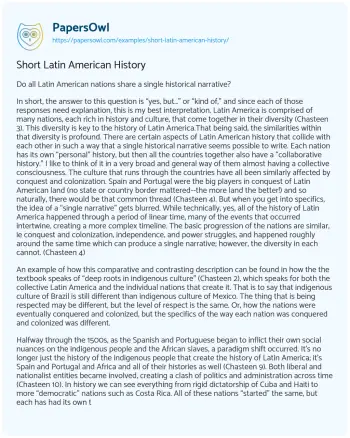 Essay on Short Latin American History