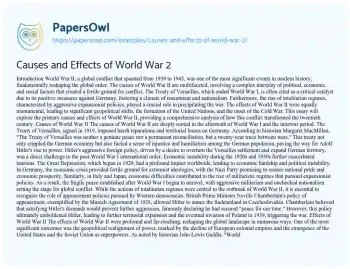 Essay on Causes and Effects of World War 2