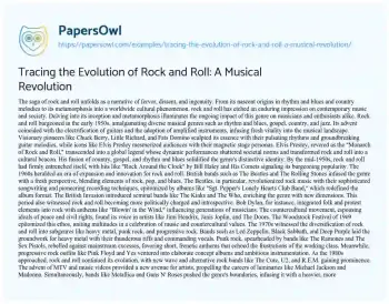 Essay on Tracing the Evolution of Rock and Roll: a Musical Revolution