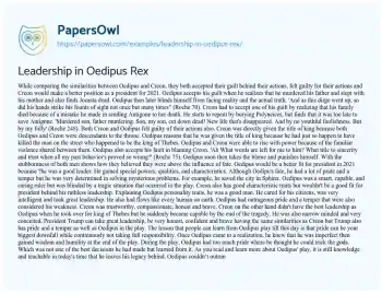 Essay on Leadership in Oedipus Rex