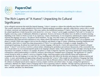 Essay on The Rich Layers of “A Huevo”: Unpacking its Cultural Significance