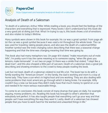 Essay on Analysis of Death of a Salesman