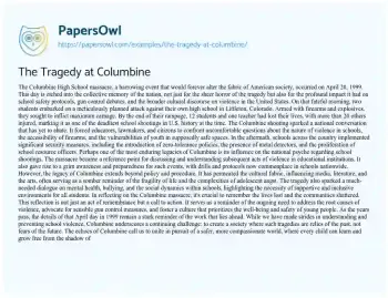 Essay on The Tragedy at Columbine