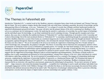 Essay on The Themes in Fahrenheit 451