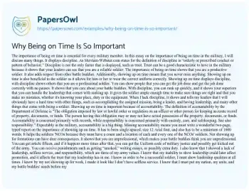 Essay on Importance of being on Time