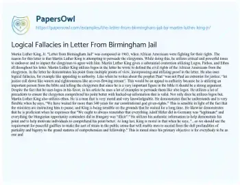 Essay on Logical Fallacies in Letter from Birmingham Jail