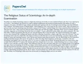 Essay on The Religious Status of Scientology: an In-depth Examination