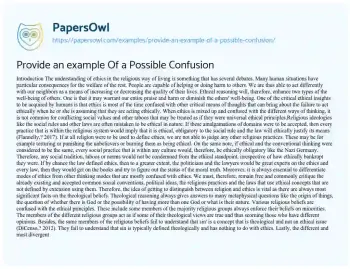 Essay on Provide an Example of a Possible Confusion