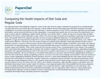 Essay on Comparing the Health Impacts of Diet Soda and Regular Soda