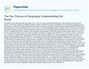 Essay on The Five Themes of Geography: Understanding our World