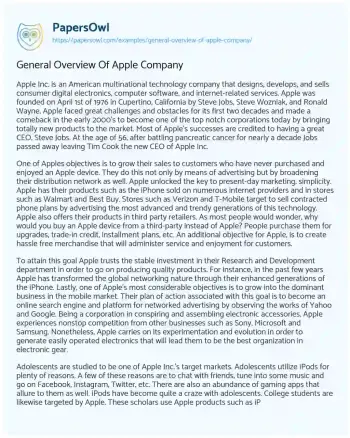 Essay on General Overview of Apple Company