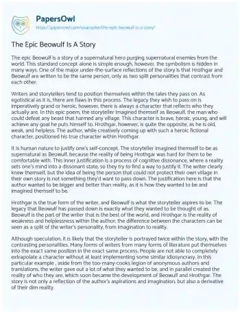 Essay on The Epic Beowulf is a Story