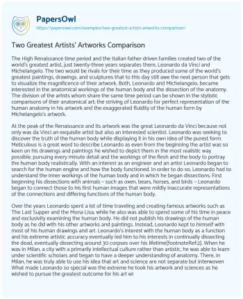 Essay on Two Greatest Artists’ Artworks Comparison