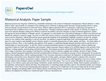 Essay on Rhetorical Analysis: Paper Sample