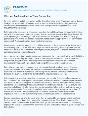 Essay on Women are Unvalued in their Career Path