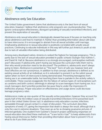 Essay on Abstinence-only Sex Education