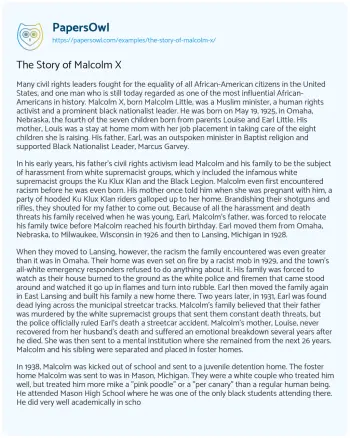 Essay on The Story of Malcolm X