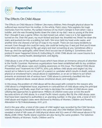 Essay on Child Abuse Prevention Strategies