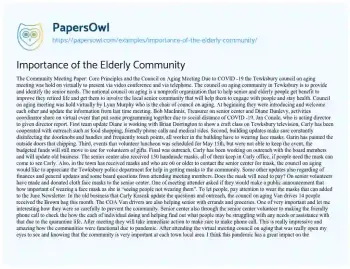 Essay on Importance of Elderly in Society