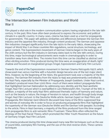 Essay on The Intersection between Film Industries and World War II