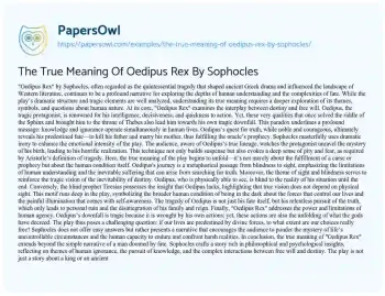 Essay on The True Meaning of Oedipus Rex by Sophocles