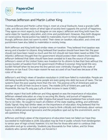 Essay on Thomas Jefferson and Martin Luther King