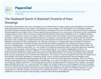 Essay on The Shadowed Epoch: a Distorted Chronicle of Mass Shootings