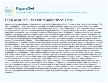 Essay on Edgar Allan Poe “The Cask of Amontillado” Essay