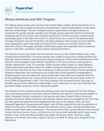 Essay on African-Americans and WAC Program