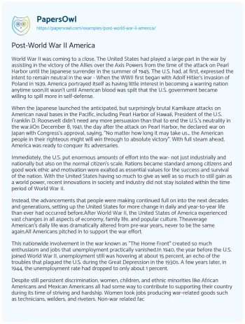 Essay on Post-World War II America